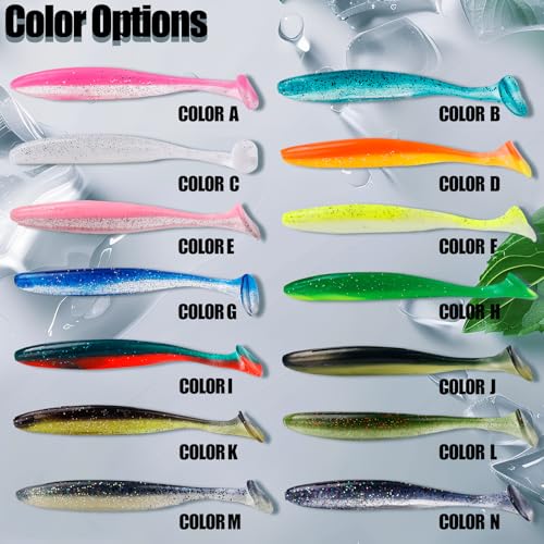 Paddle Tail Swimbaits FS/RE-10 | for Bass Fishing,14 Colors ,Fishing Lures with Flash Blade,Freshwater Saltwater ,Bass Bait,for Trout Catfish Pike - color: Color J, size: 7cm,50pcs