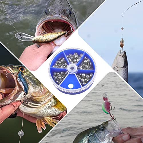 Split Shot Fishing Weights Kit, 4.23oz/Box Round Split Shot Fishing Sinkers Removable Small Fishing Egg Weights Fishing Gear Tackle 7 Sizes - color: 120g Blue Box Kit (5 sizes)