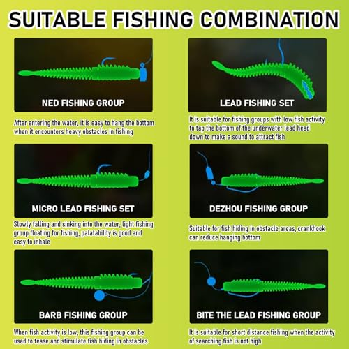 25 Pcs Finesse Worms for Bass, 3.14" Shaky Head Worm Lures, Soft TPE Bionic Baits Flexible Split Rig for Drop Fishing, Coral Reef Freshwater Species (5 Colors)