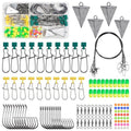 129pcs Surf Fishing Tackle Kit Fish Finder Rig Surf Fishing Rigs Include Pyramid Sinker Weights Sinker Slider Wire Leaders Hooks Swivels Beads Foam Floats Saltwater Fishing Accessories