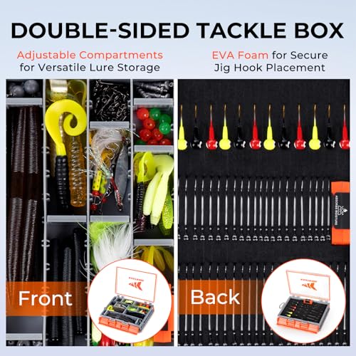 KastKing HyperSeal 3500 Double-Sided Waterproof Fishing Tackle Box – Adjustable Dividers, EVA Foam Jig Storage, Lure & Terminal Tackle Organizer,2 Pack - color: Orange, size: 3500(2 Pack)
