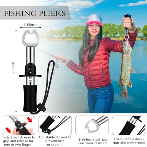 Seenelling 8 Pcs 3 Claw Fish Gripper 2 Claw Fish Plier Fishing Tool Kit of Fishing Scale Fishing Pliers Fishy Fingers Tool Set Saltwater Resistant Fishing Gear Accessories