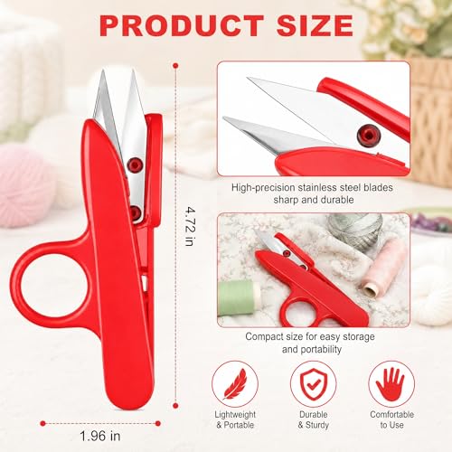 Thread Snips Precision Sewing Nippers Small Plastic Craft Clippers Suitable for Thread Snips Scissors for Sewing Embroidery Fabric Fishing Line Thick Material Cutting(Red)