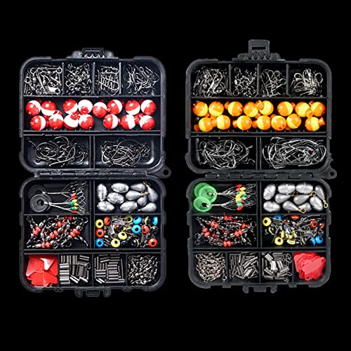 263pcs Fishing Accessories Set with Tackle Box Including Plier Jig Hooks Sinker Weight Swivels Snaps Sinker Slides - color: Orange