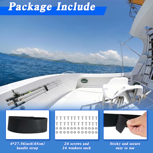 Fishing Rod Holders for Boat Deck,28.1'' Nylon Rod Straps( up to 5)，with Screws Secure for Fishing Boat Accessories