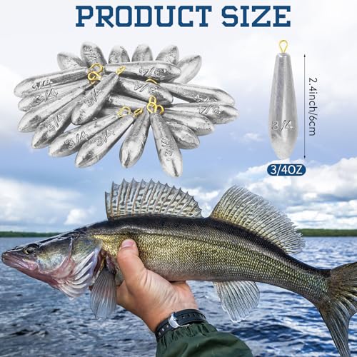 Landhoow Drop Shot Fishing Sinker Weights Kit Freshwater Catfishing Fishing Sinker Bass Casting Removable Line Saltwater Streamlined Snap Weight for Trolling Surf Tackle - size: 3/4 oz