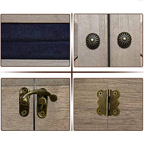 Rustic Wall Mounted Jewelry Organizer,Vintage Wooden Hanging Jewelry Holder Box with Barndoor Decor for Necklaces, Earings, Bracelets, Rings, Accessories. Includes Hook Organizer - color: NATURAL