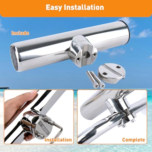 2 Pack Fishing Rod Holders for Boat Rail Mount, Stainless Steel Clamp on Rod Holder for Marine Boat, Fishing Boat, Pontoon, Jon Boat - style: Fit 1"to1-1/4" Rail Upgrade