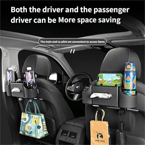 Backseat Car Organizer, 4-in-1 Car Organizer Back Seat with Cup Holder & Tissue Box, Multi-Pocket Car Back Seat Organizer for Phone, Drinks, Travel & Daily Use (Black) - color: BLACK