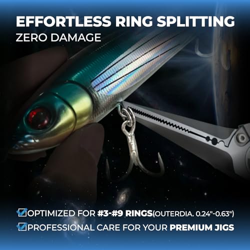 GOMEXUS Fishing Pliers Saltwater with Side Cutters, Never Rust Inshore & Nearshore Titanium Fishing Gear with Lanyard & Leather Sheath, Hook Remover, (7.5'' Split Ring Nose) - color: Split Ring Nose