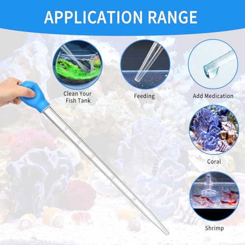 2 Pieces Long Pipette for Fish Tank Coral Food Feeder Long Syringe Reef Coral Food Spot Feeder Tube for Reef Aquatic Plant Spider Snake Lizard - size: 17.7 in Pipette (2 Pieces)