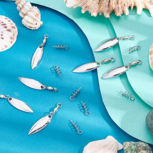 SUPERFINDINGS 15Pcs Fishing Lures Willow or Colorado Blade Spinner Blades Bearing Swivels Tail Spinner Spinnerbait Lure Making Supplies Bass Lures - color: Stainless Steel