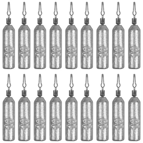 Fishing Drop Shot Weights Saltwater Fishing Sinkers Dropshot Fishing Sinker Skinny Pencil Shaped with Barrel Swivels Snagless Sinker Rig Fishing Weights for Freshwater Bass Fishing Lures - style: 3/8oz - 30pcs