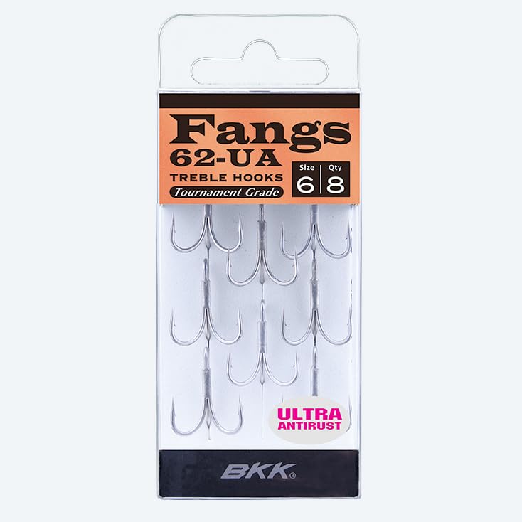 BKK FANGS-62 Treble Hook | 2X | Saltwater Ultra-Antirust Coating | Needle Point | O’Shaughnessy Bend - size: 2/0#