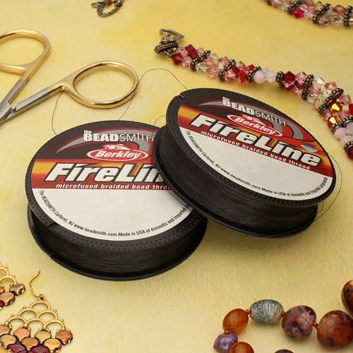 The Beadsmith Fireline by Berkley – Micro-Fused Braided Thread – 4lb. Test, .005”/.12mm Diameter, 50 Yard Spool, Smoke Grey – Super Strong Stringing Material for Jewelry Making and Bead Weaving - color: Smoke Grey, size: 4lb, .005”, 50 yard