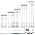 50 Pcs Fishing Leaders with Swivels, Steel Wire Fishing Leader | High-Strength Anti-Bite Wire Leader Line Kit for Saltwater Freshwater, Connects Lures, Hooks, Rigs (Green, 4/6/8/10/12 Inch) - color: Green