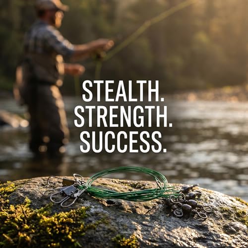 MOBOREST 60PCS Fishing Leaders, Hi-Low Rig Fish Line Stainless Steel Wire Leader with Swivel Snap Assortment Fishing Gear Connect for Lures Bait Rig Hooks