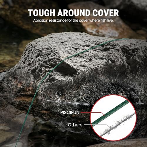 Piscifun Onyx Braided Fishing Line, Superline Abrasion Resistant Braided Lines, Zero Stretch Super Strong, Low Memory, Fast Water Cutting PE Fishing Lines, 6lb-150lb - color: Green, size: 8LB(0.08mm)-150Yds
