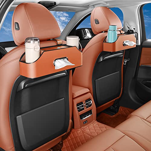 Car Seat Back Organizer - Stylish & Functional Storage for Family Adventures - Cup Holders, Tissue Box & Hooks - Perfect for Kids, Road Trips & Travel (Orange) - color: Orange