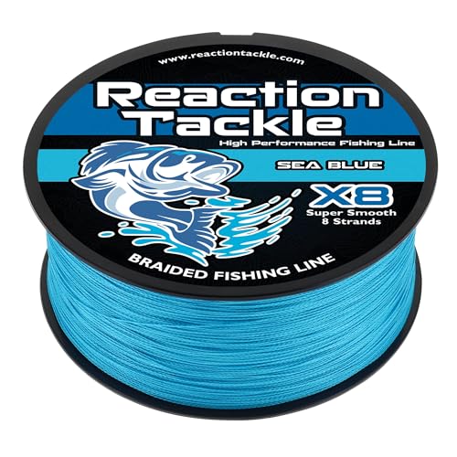Reaction Tackle Braided Fishing Line - Pro Grade Power Performance for Saltwater or Freshwater Fish - Colored Fishing Line Braid for Extra Visibility - color: X8 Sea Blue, size: 25 Lb (150 Yards)