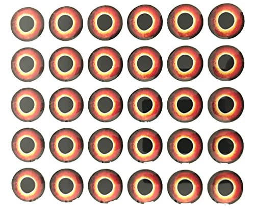 Brule 3-D Holographic Epoxy Fish Eyes (5mm-20mm) 60 Pack, Handpoured, Fishing Fly Tying Lures DIY Crafts - color: Eclipse, size: 5mm