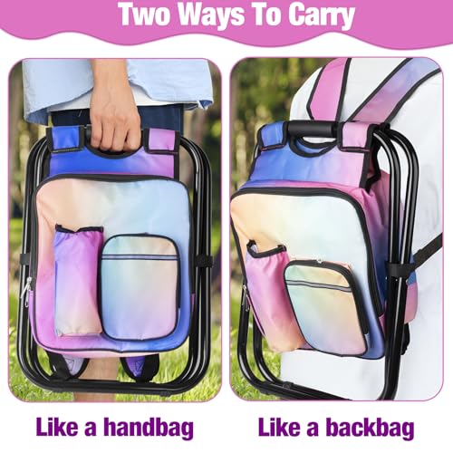 Kikerike Backpack Stool Cooler Chair Heavy Duty 300 LBS Max Load Portable Lightweight Stool Backpack Folding Fishing Cooler Seat for Camping Hunting Fishing - Multicolor - color: Multi Color