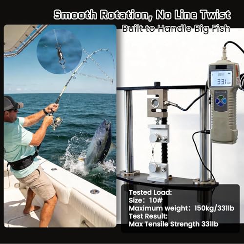 FishTrip 30/50 Pack Ball Bearing Fishing Swivels, High Strength Stainless Steel Swivels Fishing Tackle Solid Welded Rings Barrel Swivels Fishing Connectors for Saltwater Freshwater Size 0#-10# - size: 1#_44LB_30PCS