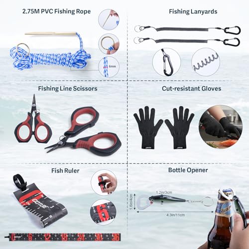 Goture Fishing Lures with Tackle Box and Fishing Tool Kit Set for Adults, Include Fish plier, Fish Ruler, Fishing Gripper,Gloves Weigh Scale with Gift Box - color: Gift Boxed, size: Tools Set+Lure Kit+Scale+CR Gloves