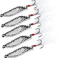 Sougayilang Fishing Spoons Hard Fishing Lures Treble Hooks Salmon Bass Metal Fishing Lure Baits 1/2 OZ - color: SILVER 5pcs