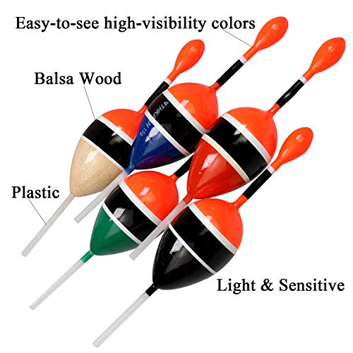 THKFISH Fishing Floats Bobbers Slide Floats Balsa Fishing Bobber Slip Bobbers for Crappie Panfish Trout Bass (1/2oz 2"x5.28") (1/6 1.6"x4.8") 5Pcs - color: Green and Red, size: 1/2 oz 2"x5.28" - 5Pcs