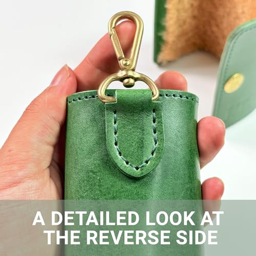 Green Leather Fishing Lure Case | Fly Wallet With Wool Lining (Green) - color: Green