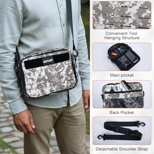Goture Fishing Backpack, 900D Water-Resistant Tackle Backpack with Rod Holders, 58L Large Storage Gear Fishing Tackle Bag with Detachable Crossbody Bag,8 Lure Pockets,Bottle Holder for Camping Hiking - color: Digital Camo