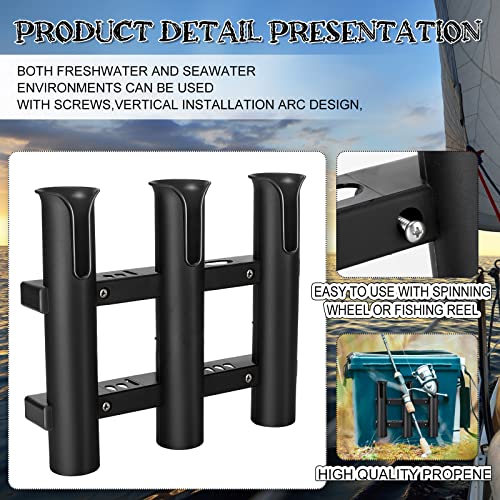 Shappy 3 Pcs Fishing Rod Holder Bracket Tube 3 Rod Rack Wall Mounted 10.63 Inch Fishing Pole Holders for Boats with Screws Nuts Side Mount for Boat Truck Kayak Garage (Black) - color: Black