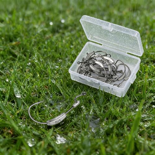 15 Pcs Weighted EWG Worm Hook, Weedless Fishing Swimbait Hooks Bass Fishing Freshwater Saltwater Assorted 1/8oz 3/16 1/4oz - size: 3/16oz-20pcs