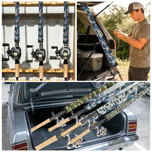 Neoprene Camo Fishing Rod Sleeves,Fishing Pole Sleeves,Fishing Rod Socks | UV Resistance,Puncture Resistant, Protect Casting, Spinning, Trolling Fishing Rods, Storage, tangled-free,75in,68in,60in - color: 2-Dark Camo, size: 60"