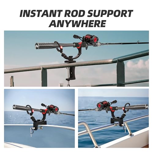 RUNCL 4/2/1 Pack Fishing Rod Holder for Boat – 360° Adjustable Dual-Direction Mount, No-Drill Quick Install, Fits Spinning & Casting Rods – Lightweight Mount for Canoe, Kayak, Raft, Fishing Gear Gift