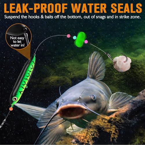 Dovesun Catfish Float Rigs with Catfish Rattles Rattling Catfish Tackle for Bank Fishing Santee Rig 6PCS - color: C-Catfish Float Rig with 6/0 Hook * 6PCS