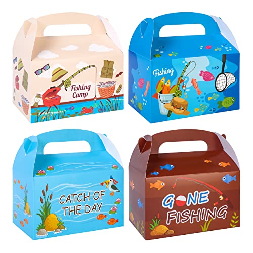 iPartyFun Fishing Birthday Party Supplies Fishing Party Gift Treat Boxes for Gone Fishing Theme Baby Shower Supplies Set of 12