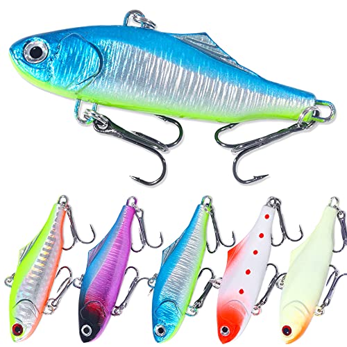 Lipless Crankbait, Rattle Trap Fishing Lures for Freshwater Saltwater, Lipless Crankbaits for Bass Fishing Lure Set for Bass Trout Walleye Redfish Pike, 5pcs with Box - color: D:2.95in/0.8oz/5pcs