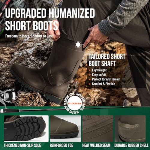 HUNTSEN Fishing Waders for Men Women - 2-Ply Nylon/PVC Waterproof Hunting Chest Waders with Boot Hanger&Phone Case, Size9-13 - color: Brown, size: 10