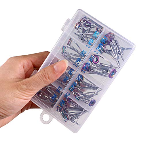 QualyQualy Fishing Rod Tip Repair Kit 40pcs/75pcs Fishing Rod Guides Stainless Steel Ceramic Ring Rod Tip Guide Replacement Baitcasting Fishing Rod Repair Kit - color: C - Rod Tip 40Pcs