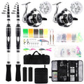 2PCS Telescopic Fishing Rods and Reels Combo Set 6.89ft Portable Fishing Pole Spinning Reel Lures Accessories with Storage Bag Saltwater Freshwater Fishing Pole Combo Fishermen Gift