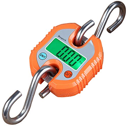 Digital Hanging Scales 300 lb 150 kg Mini Crane Scale Portable Heavy Duty Scales 2 AAA Batteries(Not Included) (Orange) - color: Orange