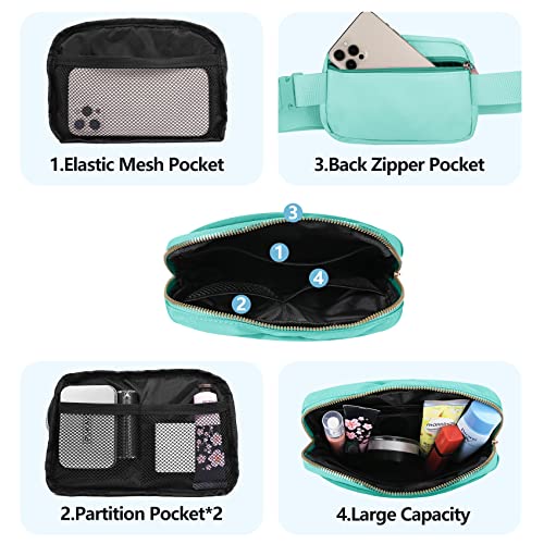 VOROLO Fanny Pack For Women And Men Crossbody Bag Belt Bag | Adjustable Strap Graduation Gifts Lightweight Travel Running - color: Black+Light Green