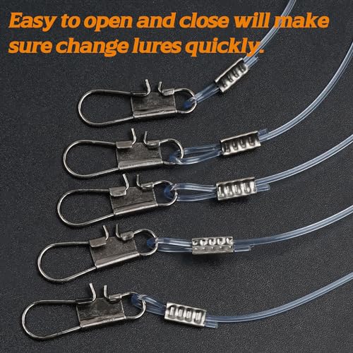 Fishing Leaders Saltwater Tackle Surf Fishing Rigs High Strength Fishing Wire Leader Line Rig with Swivels Snap for Lures Bait Hooks - color: White Nylon, style: 1 Arm, 12pcs