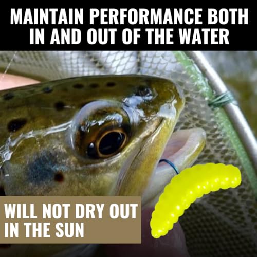 LUNKERHUNT Wax Worm for Fishing with Unique Bait Scent Attractant | 30-Piece Trout Bait Worm Jar | Durable and Realistic Soft Plastic Worms for Bass and Trout Fishing