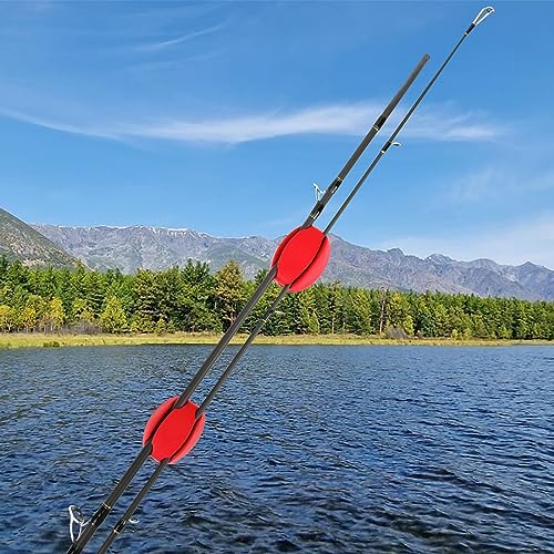 SANLIKE 6Pcs Elastic Rubber Fishing Rod Holder Fixed Balls Pole Protector | High stretch construction, multi-aperture fit, anti-slip rod fixation, lightweight portable outdoor fishing accessory - style: Red-6pcs