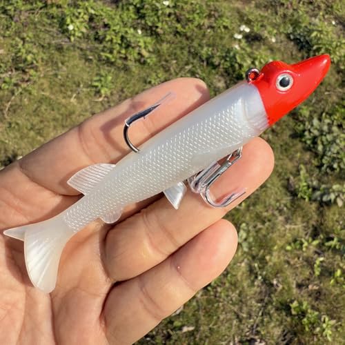 Soft Fishing Lures Shad Minnow Swimbaits, Pre-Rigged Jig Heads Paddle Tail Swim Baits for Bass, Trout, Walleye, Crappie, Sinking Jigs Bait for Saltwater Freshwater, Fishing Gifts for Men - color: A