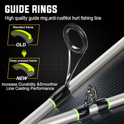 Sougayilang Baitcaster Combo, IM7 Graphite 2Pc Blank Rods,M/MH Power,EVA Handle & Stainless Steel Guides，7.1:1 Gear Ratio, 18LB Drag for Bass, Walleye, Pike - color: green-right, size: 6'10''-Medium