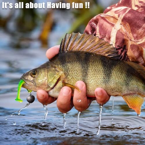 Soft Bait for Bass Fishing,Pre-Rigged Hookhead Fishing Lures, Soft Plastic Swimbaits with Paddle Tail, Trout Bass Sinking Baits Kit for Saltwater/Freshwater, Fishing Gear and Crappie Fishing Jigs